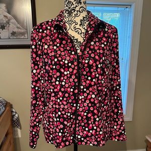 Pink and black polkadot zip up from Laura Ashley